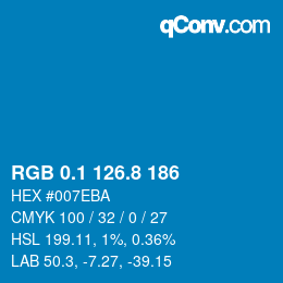 カラーコード: RGB 0.1 126.8 186 | qconv.com