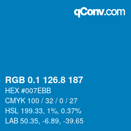 カラーコード: RGB 0.1 126.8 187 | qconv.com