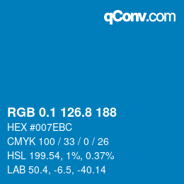 Color code: RGB 0.1 126.8 188 | qconv.com