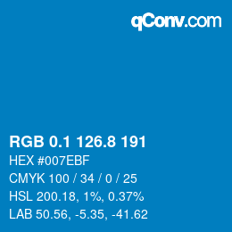 カラーコード: RGB 0.1 126.8 191 | qconv.com