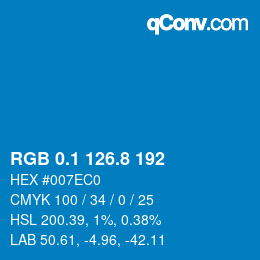 カラーコード: RGB 0.1 126.8 192 | qconv.com
