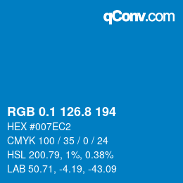 カラーコード: RGB 0.1 126.8 194 | qconv.com