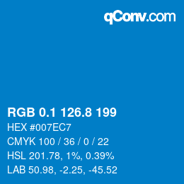 Color code: RGB 0.1 126.8 199 | qconv.com