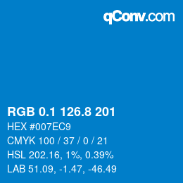 カラーコード: RGB 0.1 126.8 201 | qconv.com