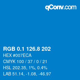 カラーコード: RGB 0.1 126.8 202 | qconv.com