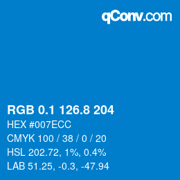カラーコード: RGB 0.1 126.8 204 | qconv.com