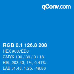 Color code: RGB 0.1 126.8 208 | qconv.com