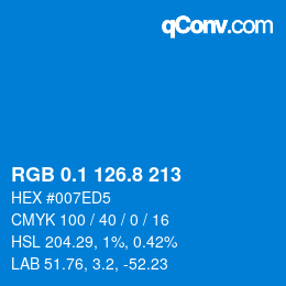 カラーコード: RGB 0.1 126.8 213 | qconv.com
