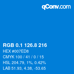 カラーコード: RGB 0.1 126.8 216 | qconv.com
