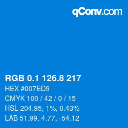 Color code: RGB 0.1 126.8 217 | qconv.com