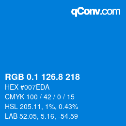 Color code: RGB 0.1 126.8 218 | qconv.com