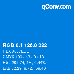 Color code: RGB 0.1 126.8 222 | qconv.com