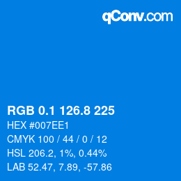 カラーコード: RGB 0.1 126.8 225 | qconv.com