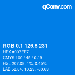 Color code: RGB 0.1 126.8 231 | qconv.com
