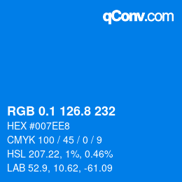 Color code: RGB 0.1 126.8 232 | qconv.com