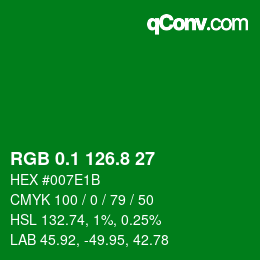 カラーコード: RGB 0.1 126.8 27 | qconv.com