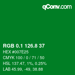 カラーコード: RGB 0.1 126.8 37 | qconv.com