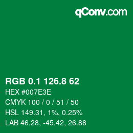 カラーコード: RGB 0.1 126.8 62 | qconv.com
