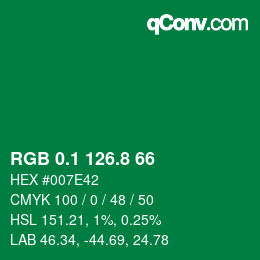 カラーコード: RGB 0.1 126.8 66 | qconv.com
