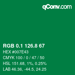 カラーコード: RGB 0.1 126.8 67 | qconv.com