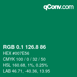 カラーコード: RGB 0.1 126.8 86 | qconv.com