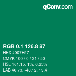 カラーコード: RGB 0.1 126.8 87 | qconv.com