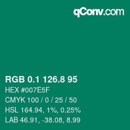 カラーコード: RGB 0.1 126.8 95 | qconv.com