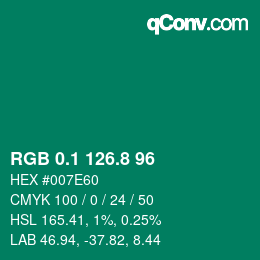 カラーコード: RGB 0.1 126.8 96 | qconv.com