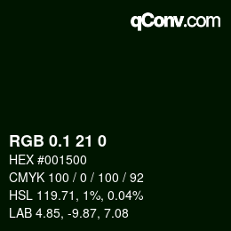 Color code: RGB 0.1 21 0 | qconv.com