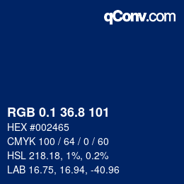 Color code: RGB 0.1 36.8 101 | qconv.com