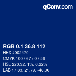 Color code: RGB 0.1 36.8 112 | qconv.com