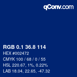 カラーコード: RGB 0.1 36.8 114 | qconv.com