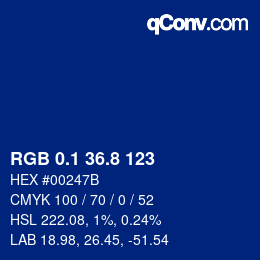 Color code: RGB 0.1 36.8 123 | qconv.com