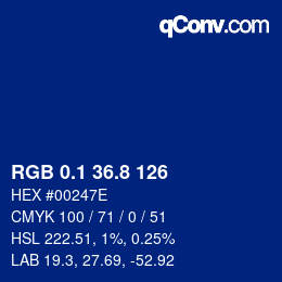 Color code: RGB 0.1 36.8 126 | qconv.com