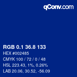 Color code: RGB 0.1 36.8 133 | qconv.com