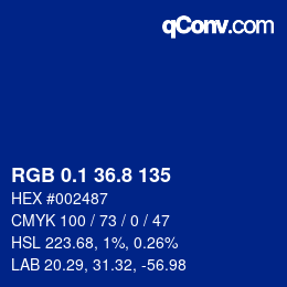 Color code: RGB 0.1 36.8 135 | qconv.com