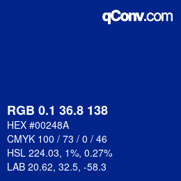 Color code: RGB 0.1 36.8 138 | qconv.com