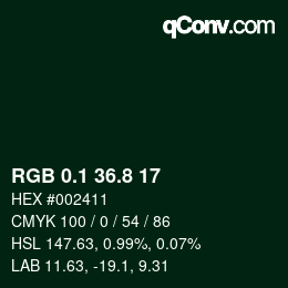 Color code: RGB 0.1 36.8 17 | qconv.com