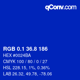 カラーコード: RGB 0.1 36.8 186 | qconv.com
