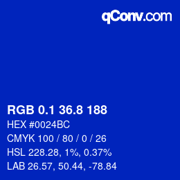 カラーコード: RGB 0.1 36.8 188 | qconv.com