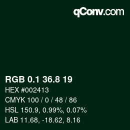 カラーコード: RGB 0.1 36.8 19 | qconv.com