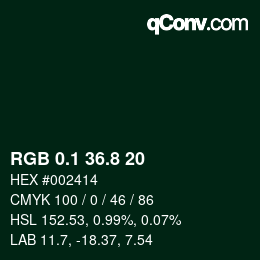 カラーコード: RGB 0.1 36.8 20 | qconv.com
