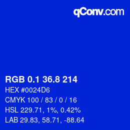 カラーコード: RGB 0.1 36.8 214 | qconv.com