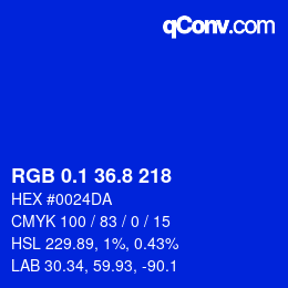 カラーコード: RGB 0.1 36.8 218 | qconv.com