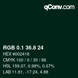 カラーコード: RGB 0.1 36.8 24 | qconv.com