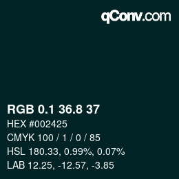 Código de color: RGB 0.1 36.8 37 | qconv.com