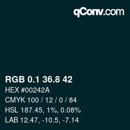 Color code: RGB 0.1 36.8 42 | qconv.com