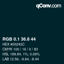 カラーコード: RGB 0.1 36.8 44 | qconv.com