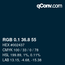 Color code: RGB 0.1 36.8 55 | qconv.com
