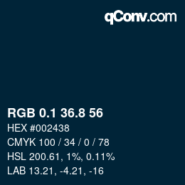 Color code: RGB 0.1 36.8 56 | qconv.com